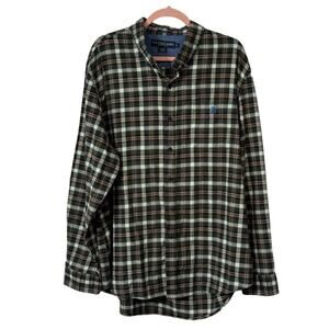 U.S. Polo Association XXL Mens Shirt Stretch Cotton Green Plaid Button Down 2XL
